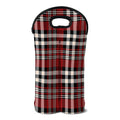Red Black And White Border Tartan Print Double Neoprene Wine Tote