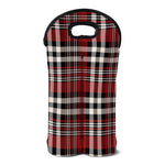 Red Black And White Border Tartan Print Double Neoprene Wine Tote