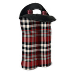 Red Black And White Border Tartan Print Double Neoprene Wine Tote
