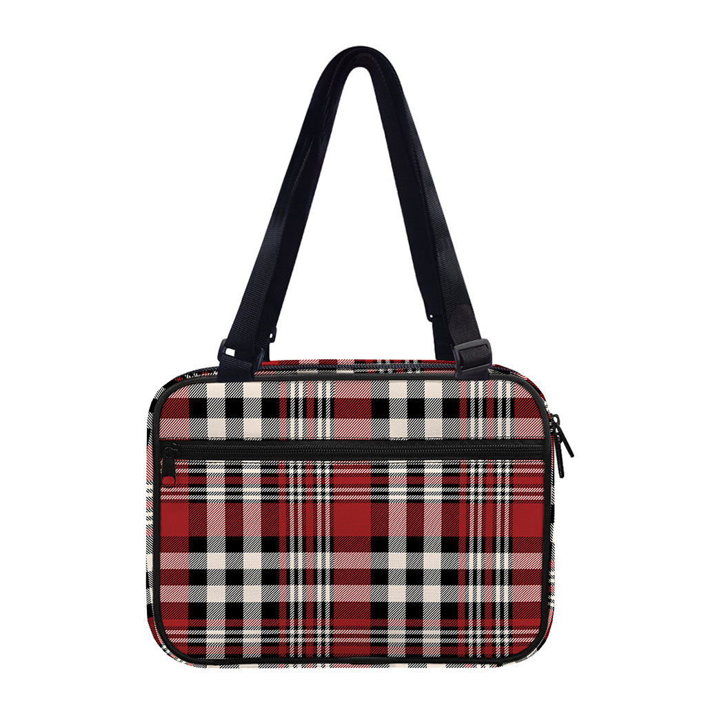 Red Black And White Border Tartan Print Double Strap Bible Bag