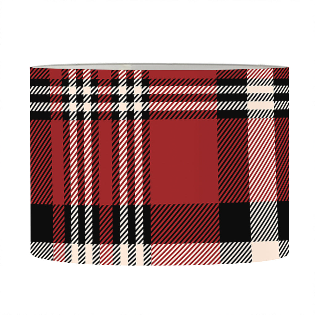 Red Black And White Border Tartan Print Drum Lamp Shade