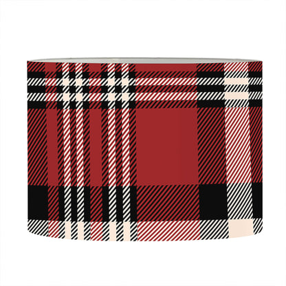 Red Black And White Border Tartan Print Drum Lamp Shade