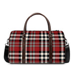 Red Black And White Border Tartan Print Duffle Bag