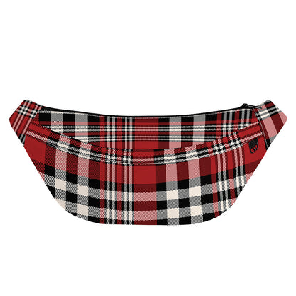 Red Black And White Border Tartan Print Fanny Pack