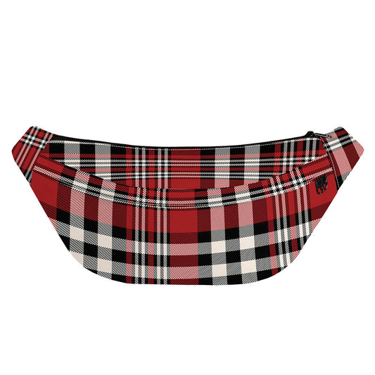 Red Black And White Border Tartan Print Fanny Pack