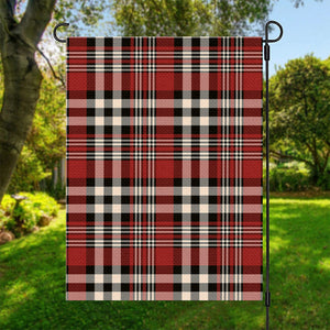 Red Black And White Border Tartan Print Garden Flag