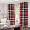 Red Black And White Border Tartan Print Grommet Curtains