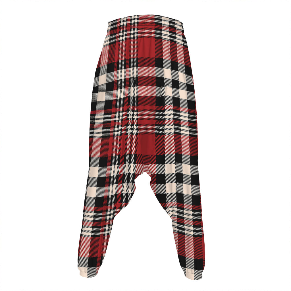 Red Black And White Border Tartan Print Hammer Pants