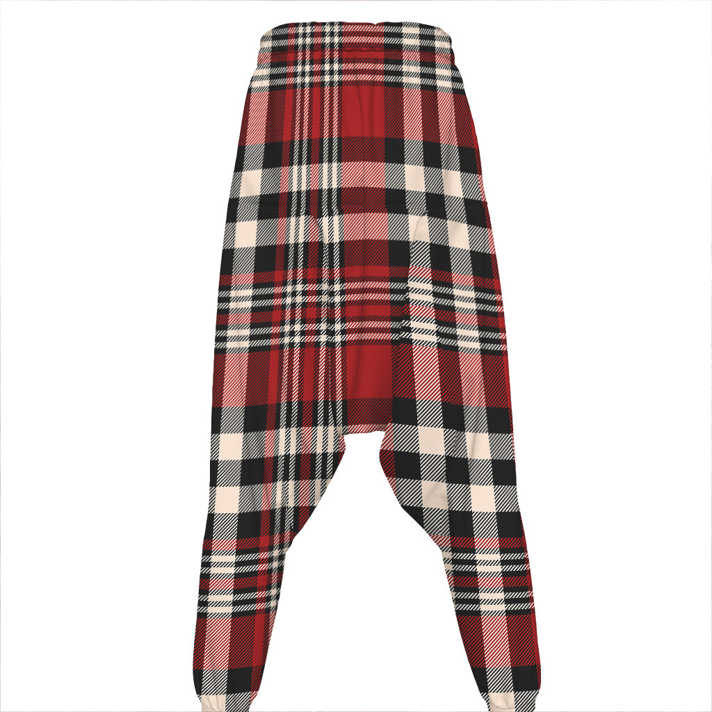 Red Black And White Border Tartan Print Hammer Pants