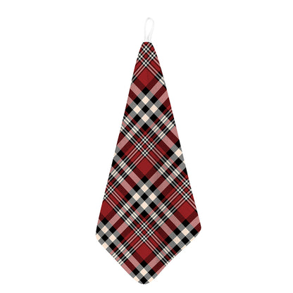 Red Black And White Border Tartan Print Hand Towel