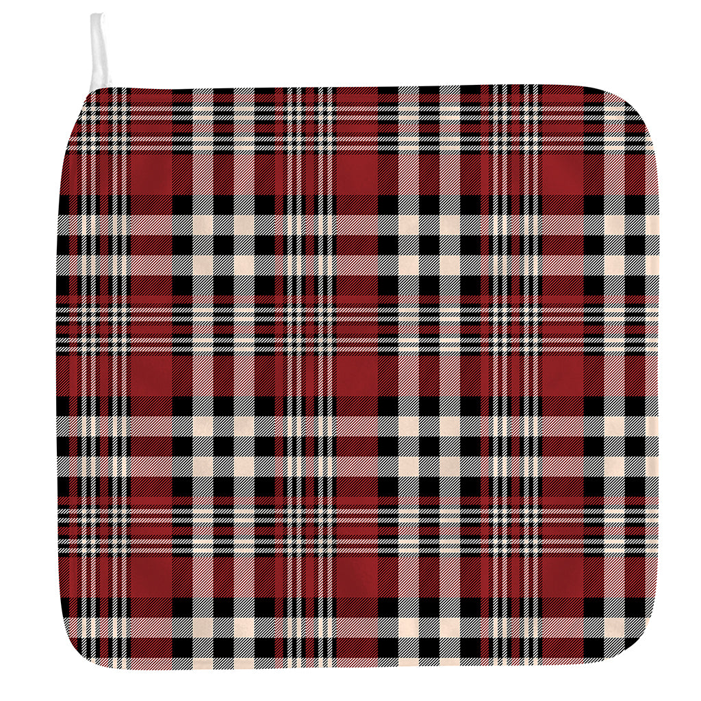 Red Black And White Border Tartan Print Hand Towel