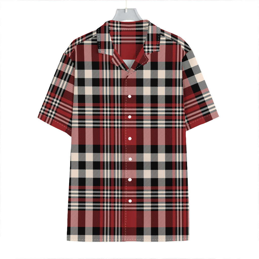 Red Black And White Border Tartan Print Hawaiian Shirt