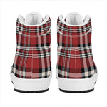 Red Black And White Border Tartan Print High Top Leather Sneakers