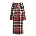 Red Black And White Border Tartan Print Hooded Bathrobe