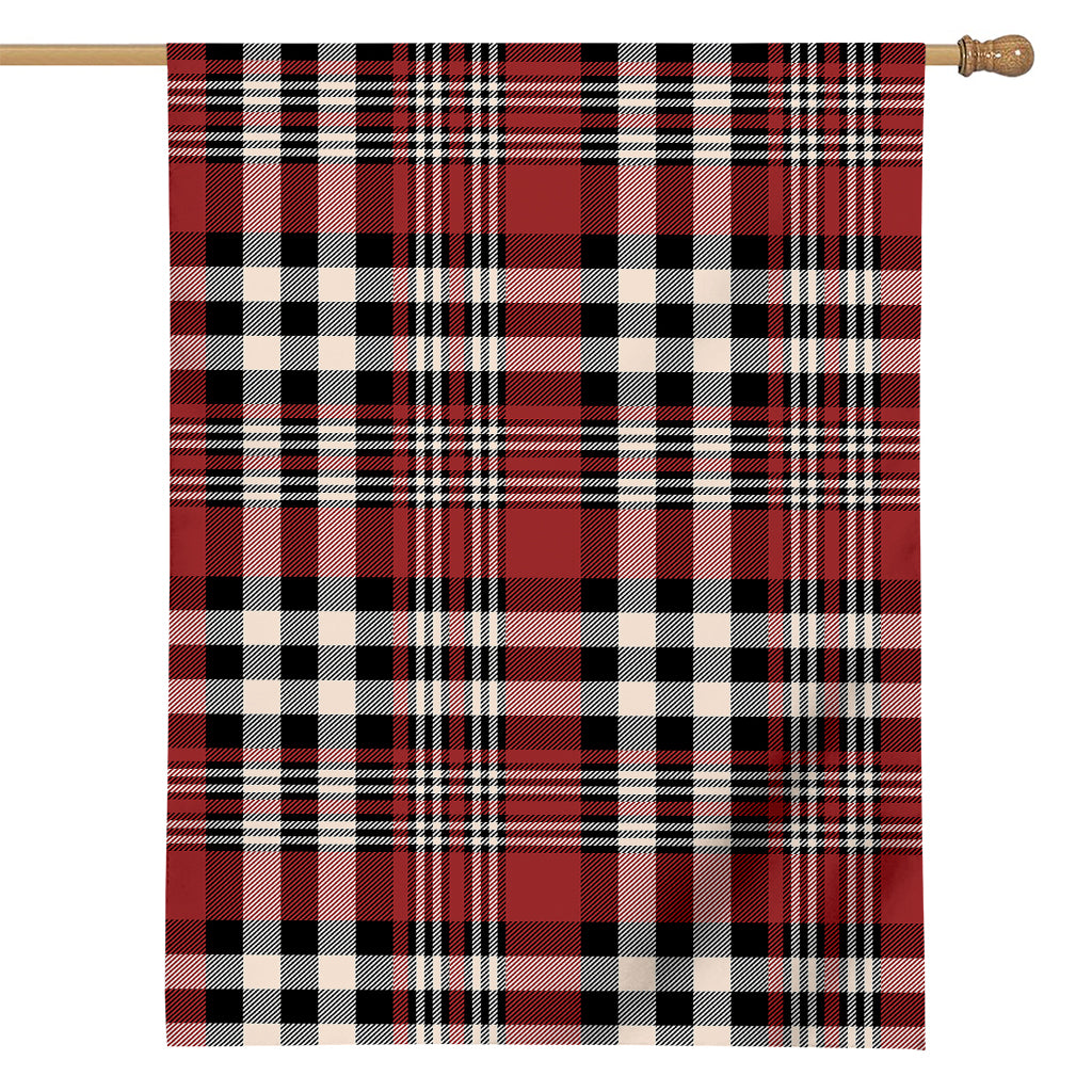 Red Black And White Border Tartan Print House Flag