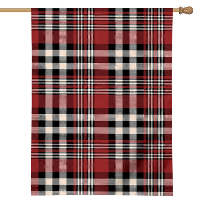 Red Black And White Border Tartan Print House Flag