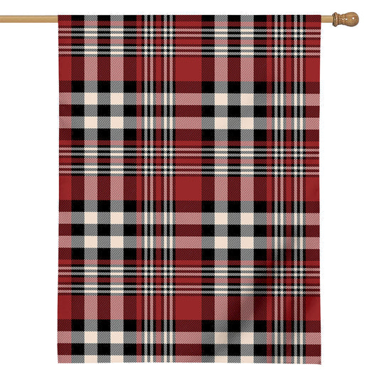 Red Black And White Border Tartan Print House Flag