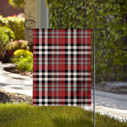Red Black And White Border Tartan Print House Flag