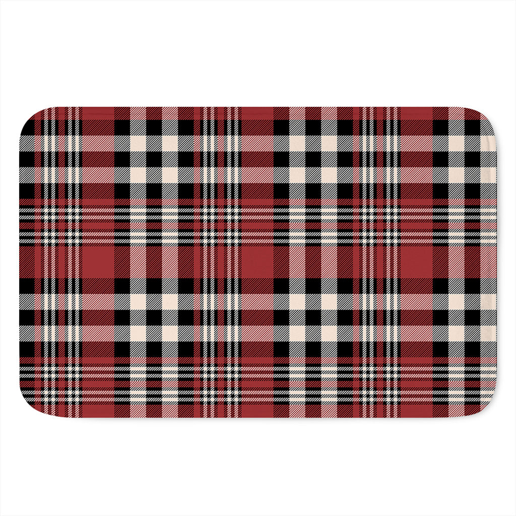 Red Black And White Border Tartan Print Indoor Door Mat