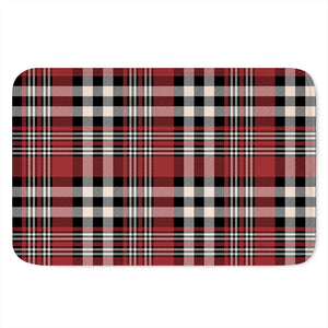 Red Black And White Border Tartan Print Indoor Door Mat