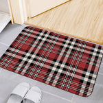 Red Black And White Border Tartan Print Indoor Door Mat