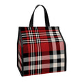 Red Black And White Border Tartan Print Insulated Lunch Tote