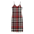 Red Black And White Border Tartan Print Jersey Midi Cami Dress