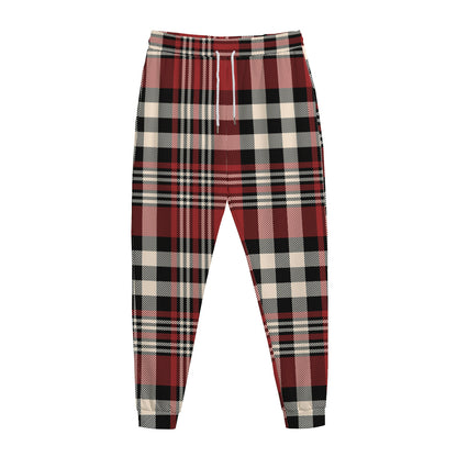 Red Black And White Border Tartan Print Jogger Pants