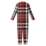 Red Black And White Border Tartan Print Jumpsuit