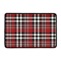 Red Black And White Border Tartan Print Kitchen Mat