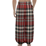 Red Black And White Border Tartan Print Lantern Pants