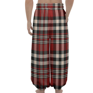 Red Black And White Border Tartan Print Lantern Pants