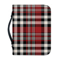 Red Black And White Border Tartan Print Leather Bible Cover