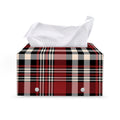 Red Black And White Border Tartan Print Leather Tissue Box Cover