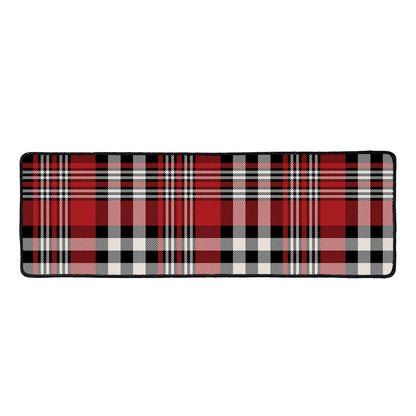 Red Black And White Border Tartan Print Long Kitchen Mat