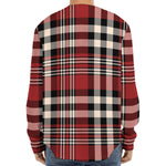 Red Black And White Border Tartan Print Long Sleeve Baseball Jersey