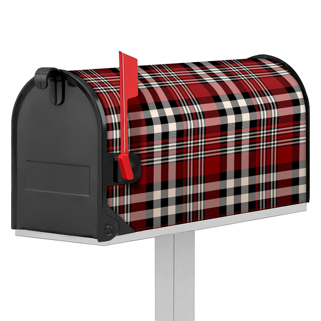 Red Black And White Border Tartan Print Mailbox Cover