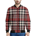 Red Black And White Border Tartan Print Men's Bomber Jacket