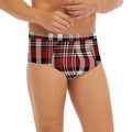 Red Black And White Border Tartan Print Men's Briefs