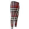 Red Black And White Border Tartan Print Men's Compression Pants