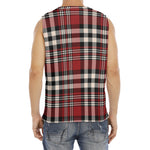 Red Black And White Border Tartan Print Men's Fitness Tank Top