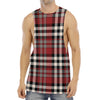 Red Black And White Border Tartan Print Men's Muscle Tank Top