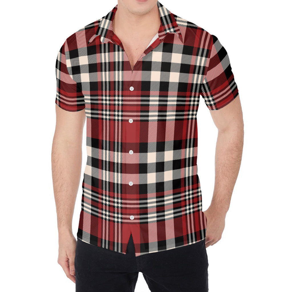 Red Black And White Border Tartan Print Men's Shirt
