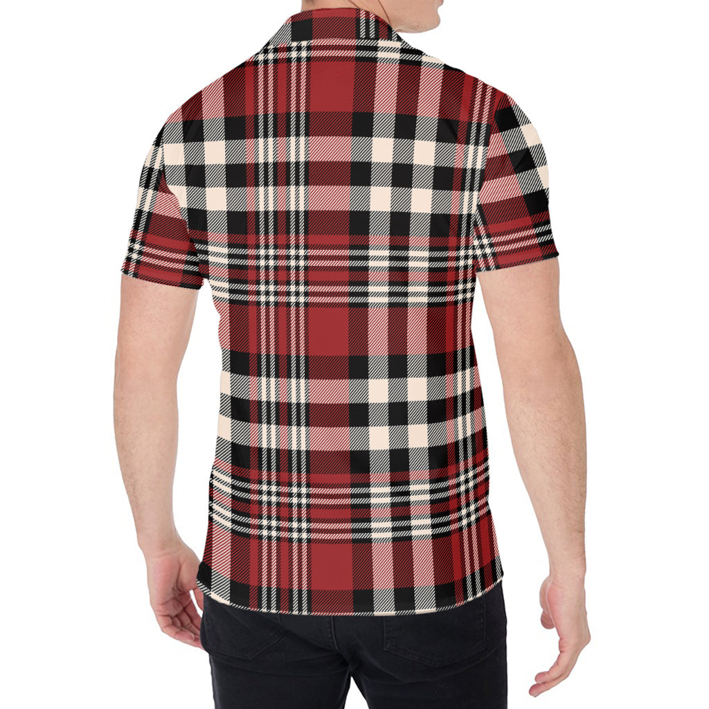 Red Black And White Border Tartan Print Men's Shirt