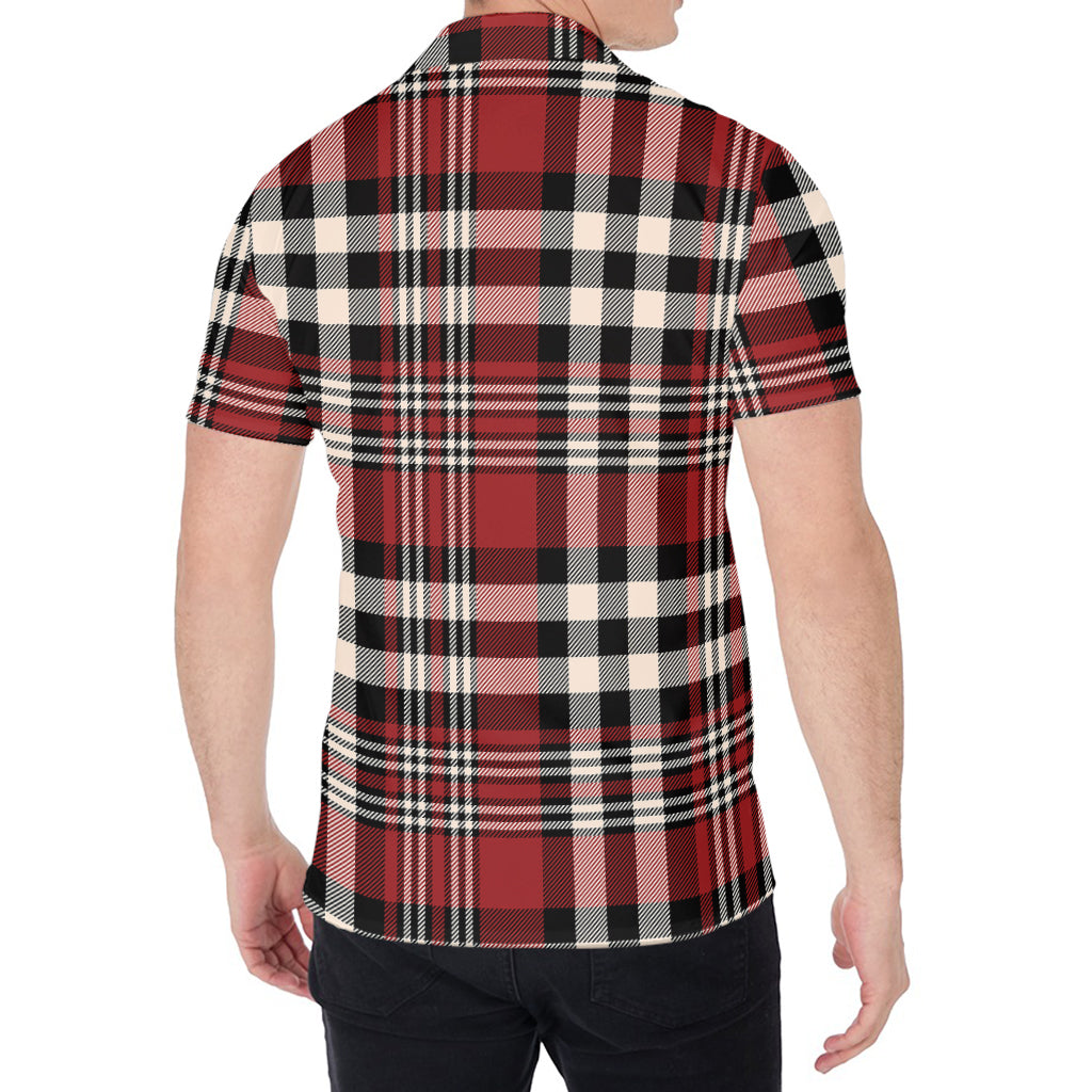 Red Black And White Border Tartan Print Men's Shirt