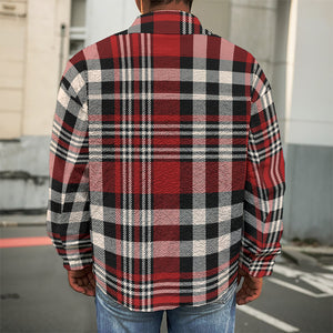 Red Black And White Border Tartan Print Men's Shirt Jacket