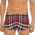 Red Black And White Border Tartan Print Men's Short Boxer Briefs