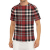 Red Black And White Border Tartan Print Men's Short Sleeve Rash Guard