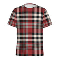 Red Black And White Border Tartan Print Men's Athletic T-Shirt