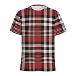 Red Black And White Border Tartan Print Men's Sports T-Shirt